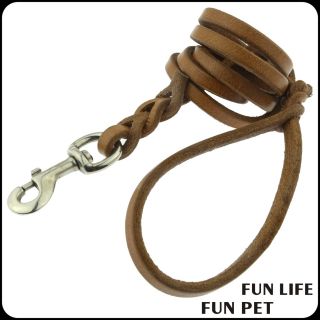 Pet Traction Rope brown Braided pu Leather Dog lead leashes 