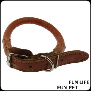 Strong Round leather dog lead for walking running