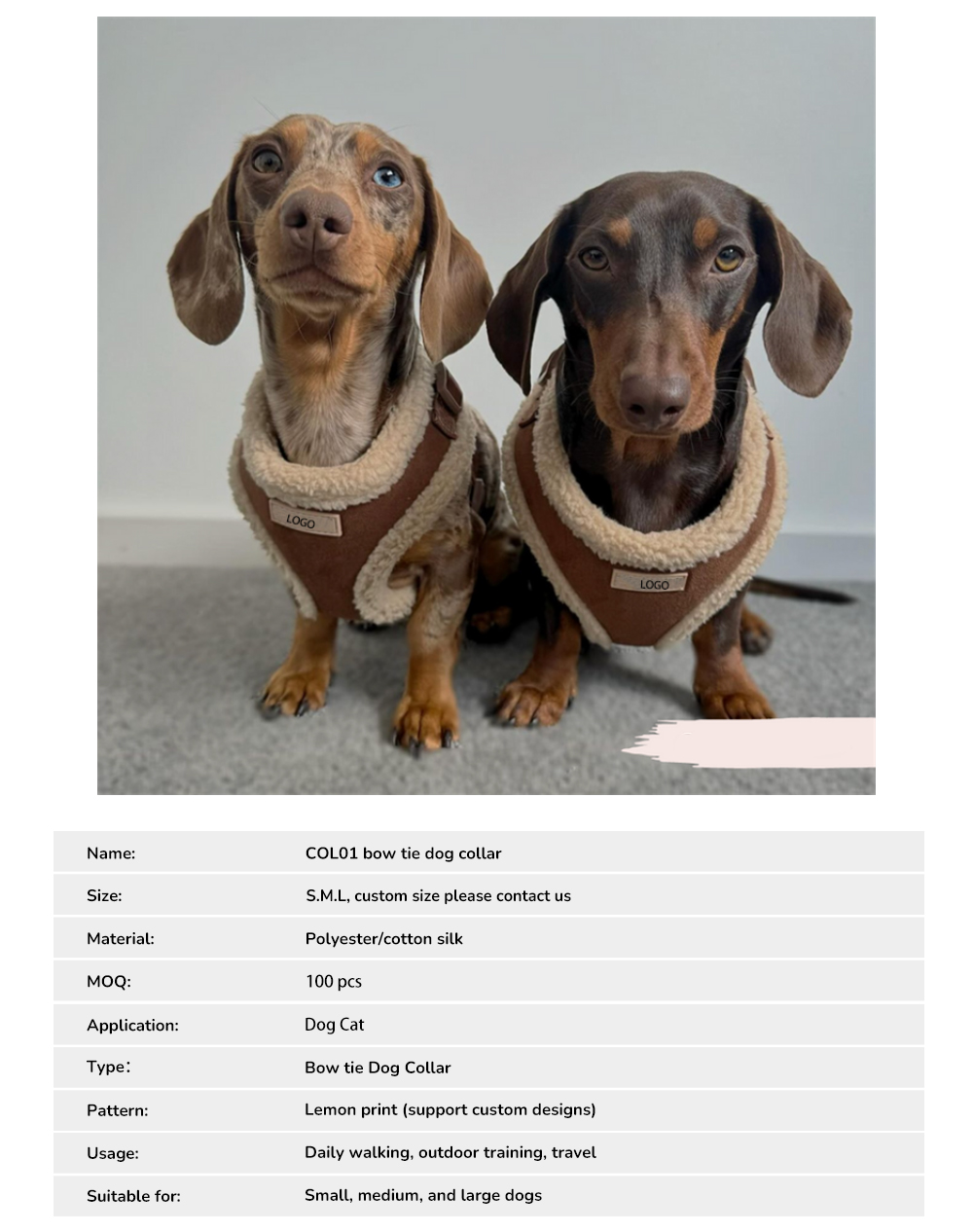 Suede dog harness fit and product specifications for small dogs