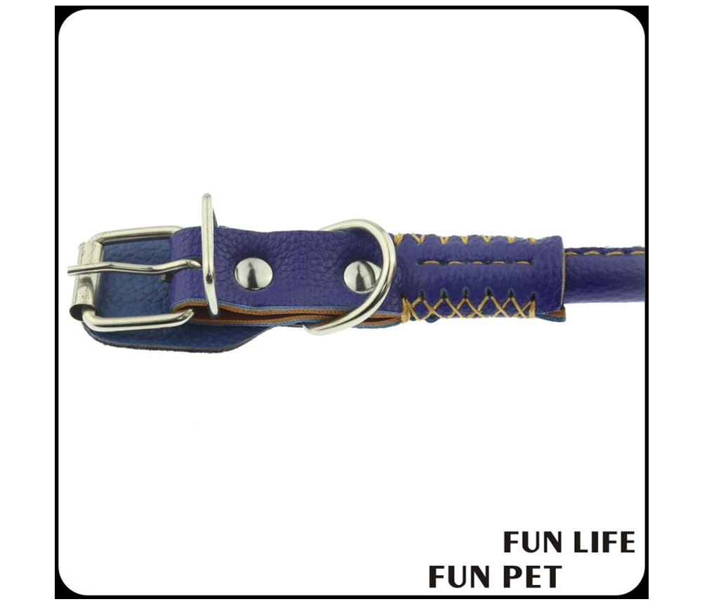 Leather buckle and reinforced stitching detail