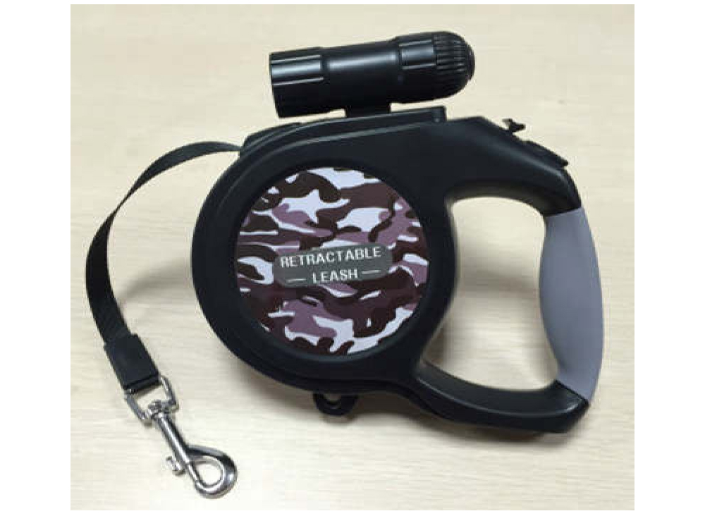 Black retractable dog leash handle lead and metal hook details