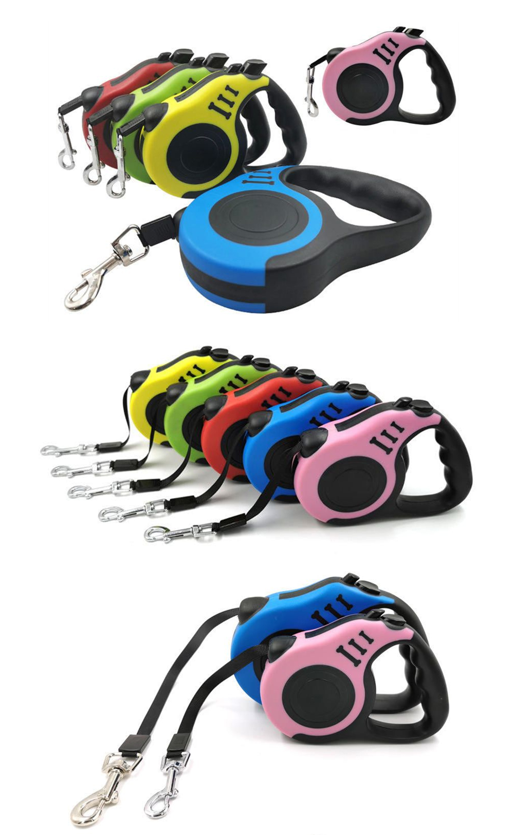 Retractable dog leash ergonomic handle and brake lock details