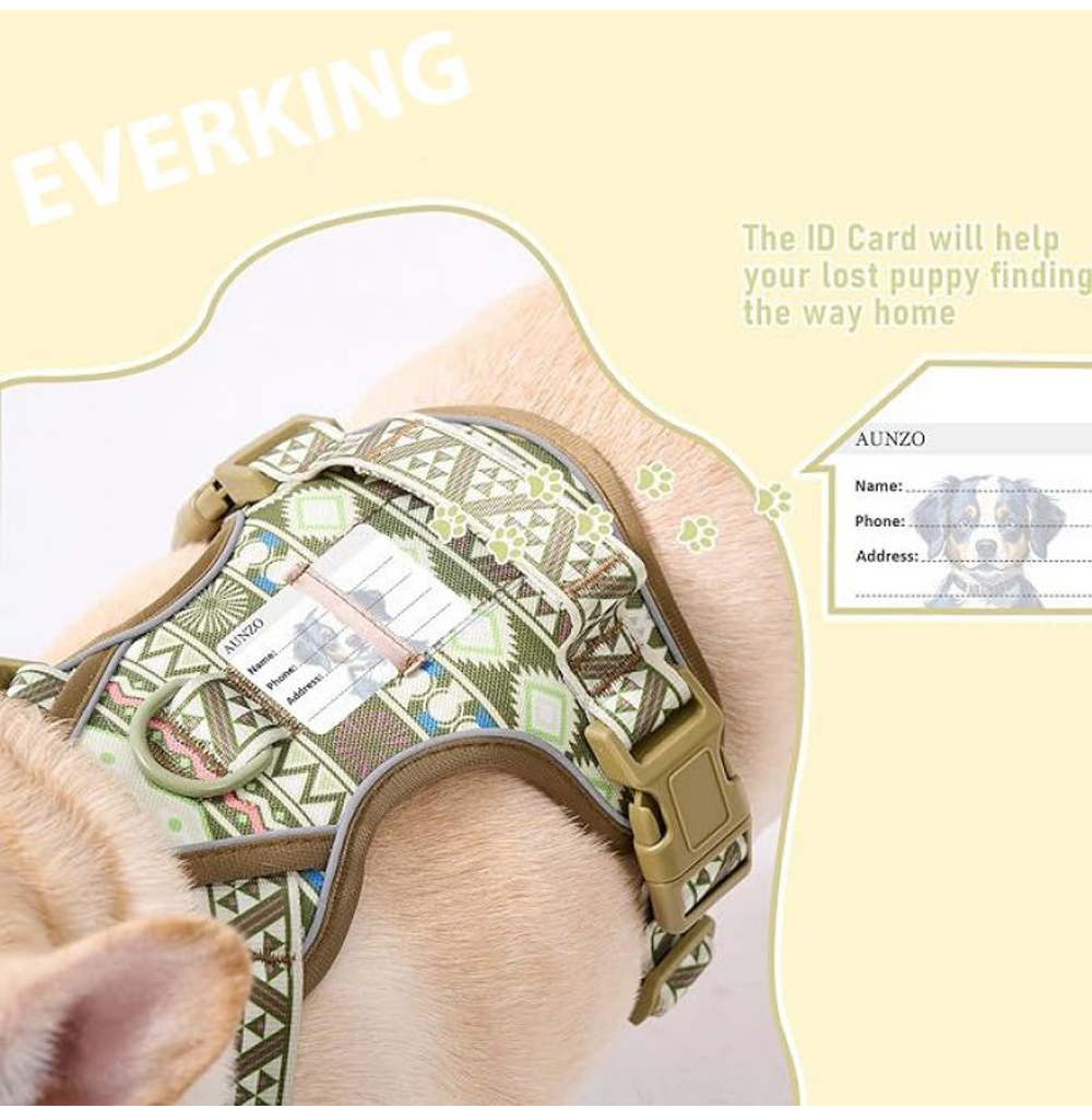Breathable padded dog harness chest and back support design