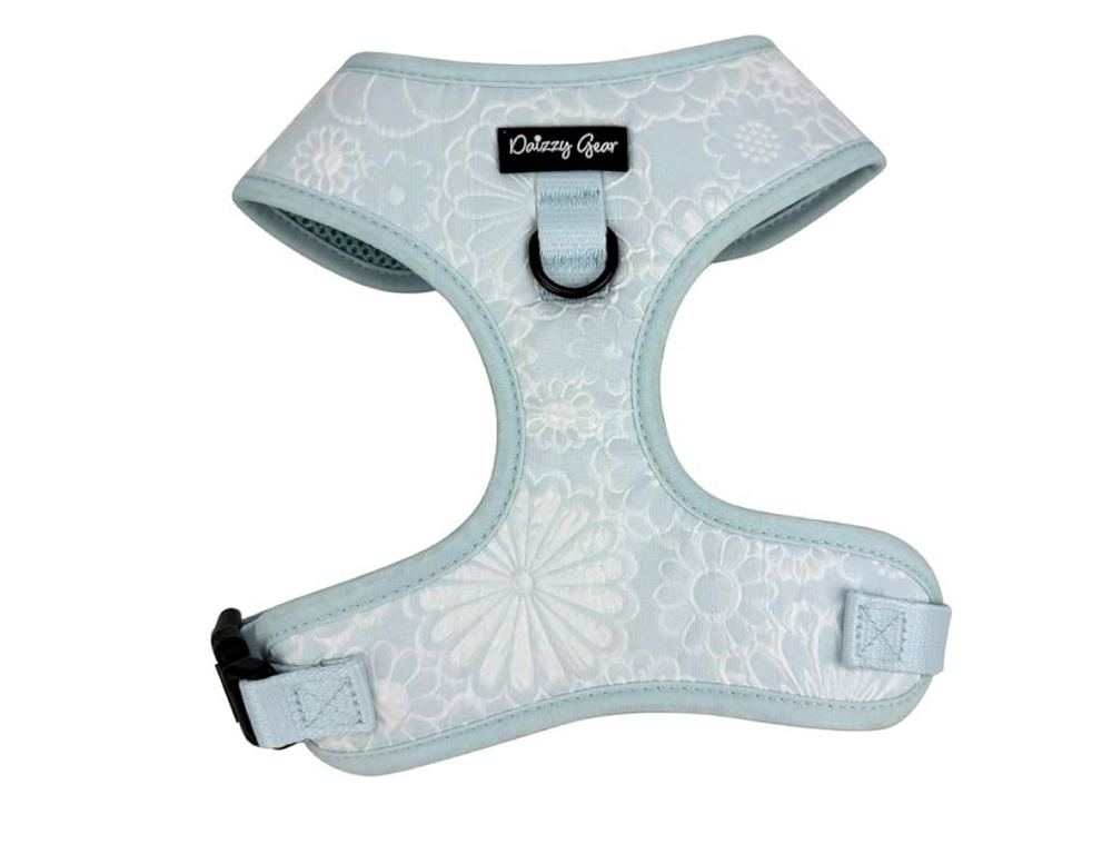 Coordinated 3D floral dog harness set colors and matching pet accessories