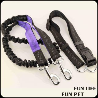 Factory Premium nylon bungee dual double handle dog running leash