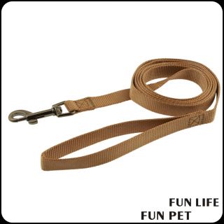 Brown Nylon adjustable dog collar leash harness set for pet 