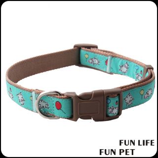 Factory Customized wovel lable padded Dog collar and leash for pet 