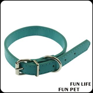 Green soft PU leather dog collar and leash for small pet