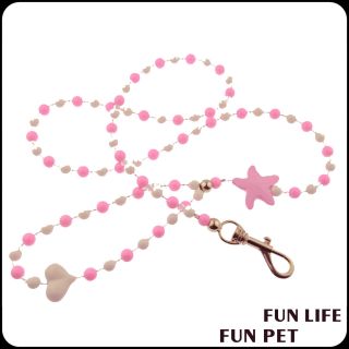 Pink bead Leash for small pet cat cute star heart shape leash for girl dog