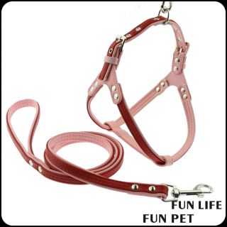 Pink PU leather pet harness with different size for dog cat pet