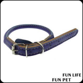 Blue Strong Round soft leather dog lead for walking running