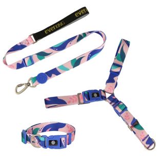 Custom durable sublimation polyester dog leash and collar harness set