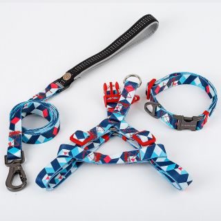 Fashion dog harness collar and leash set custom pet products supplier