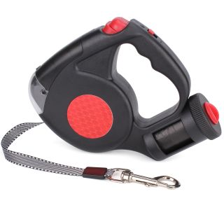 5M Retractable dog leash with 9 LED and dispenser 