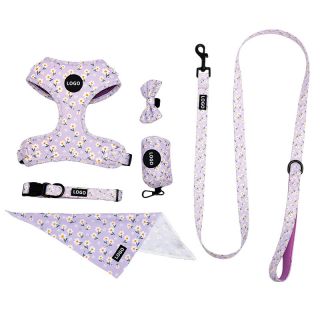 Wholesale Custom Cute Patterns Flower Pet Harness Set Sublimation Dog Harness
