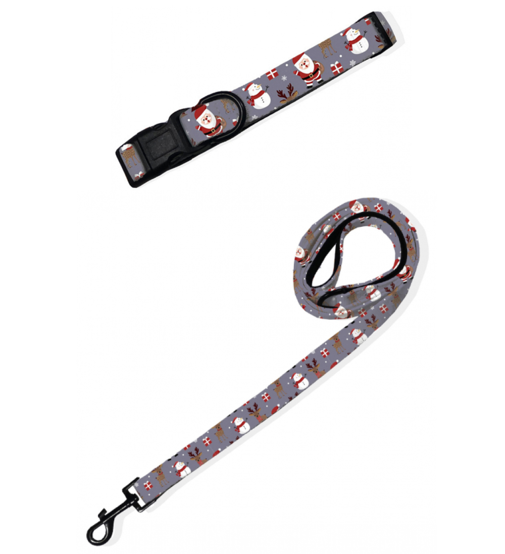 Adjustable holiday dog harness sizing fit and buckle details